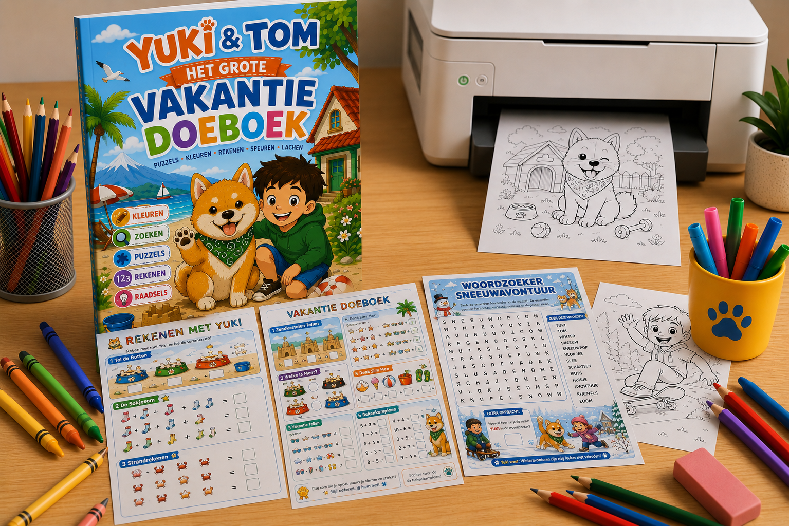 Yuki en Tom het grote vakantie doeboek met werkbladen en kleurplaten