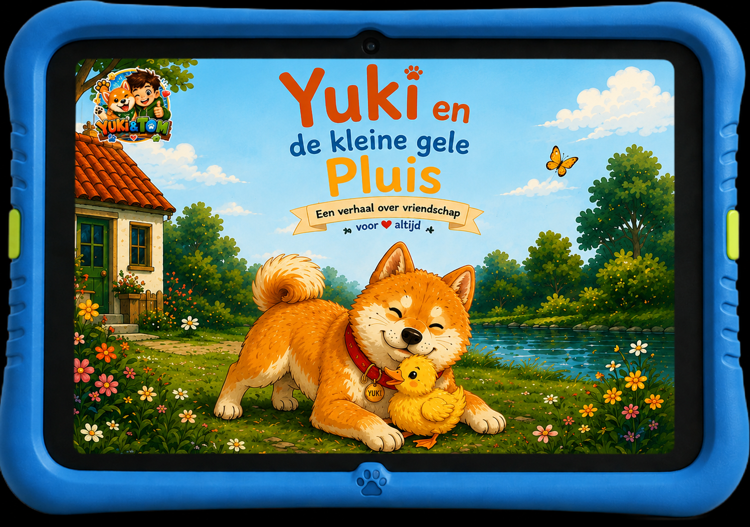 Tablet met Yuki en de kleine gele Pluis