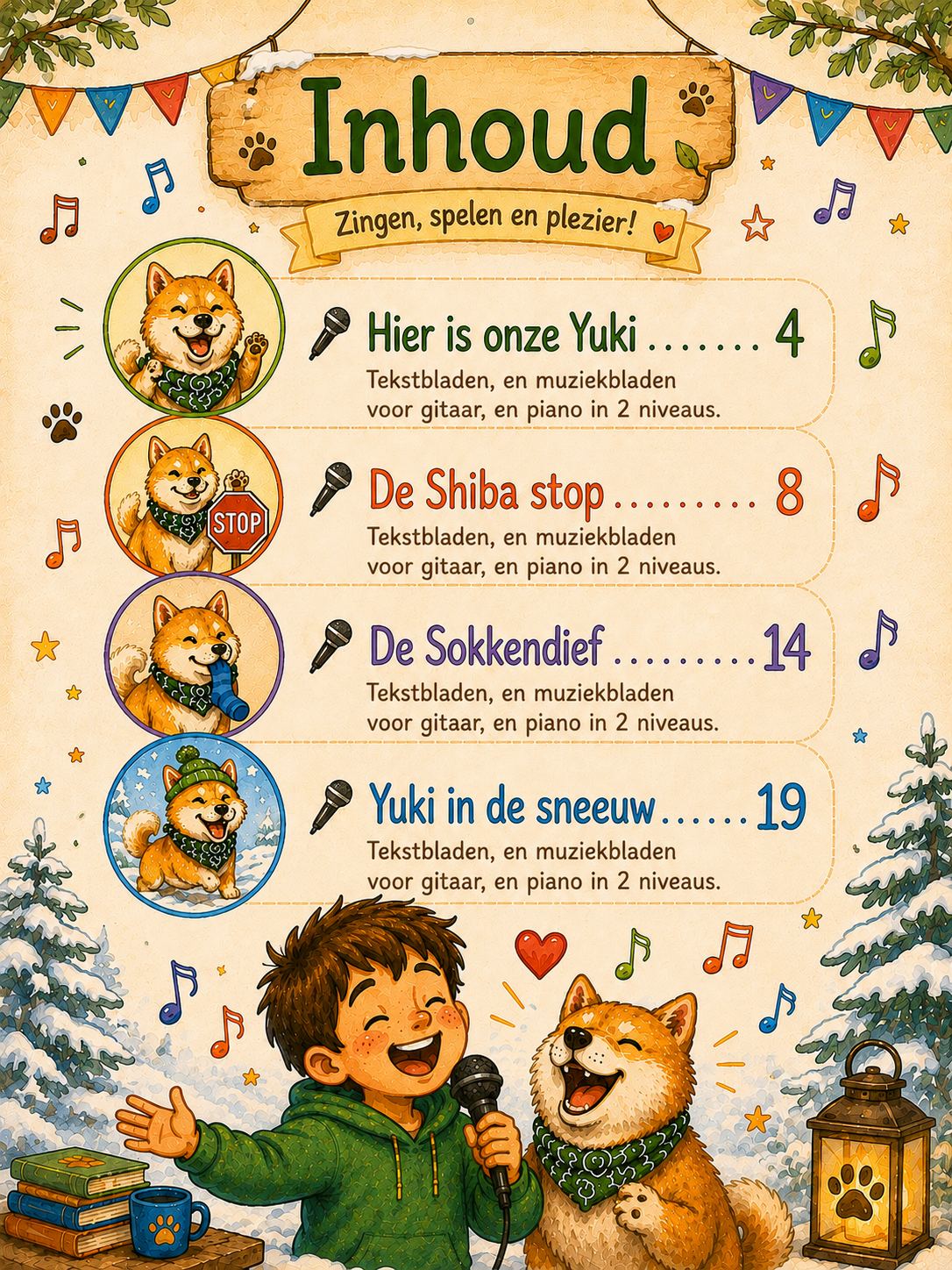 Inhoudsopgave van Yuki en Tom – Leuke Liedjes
